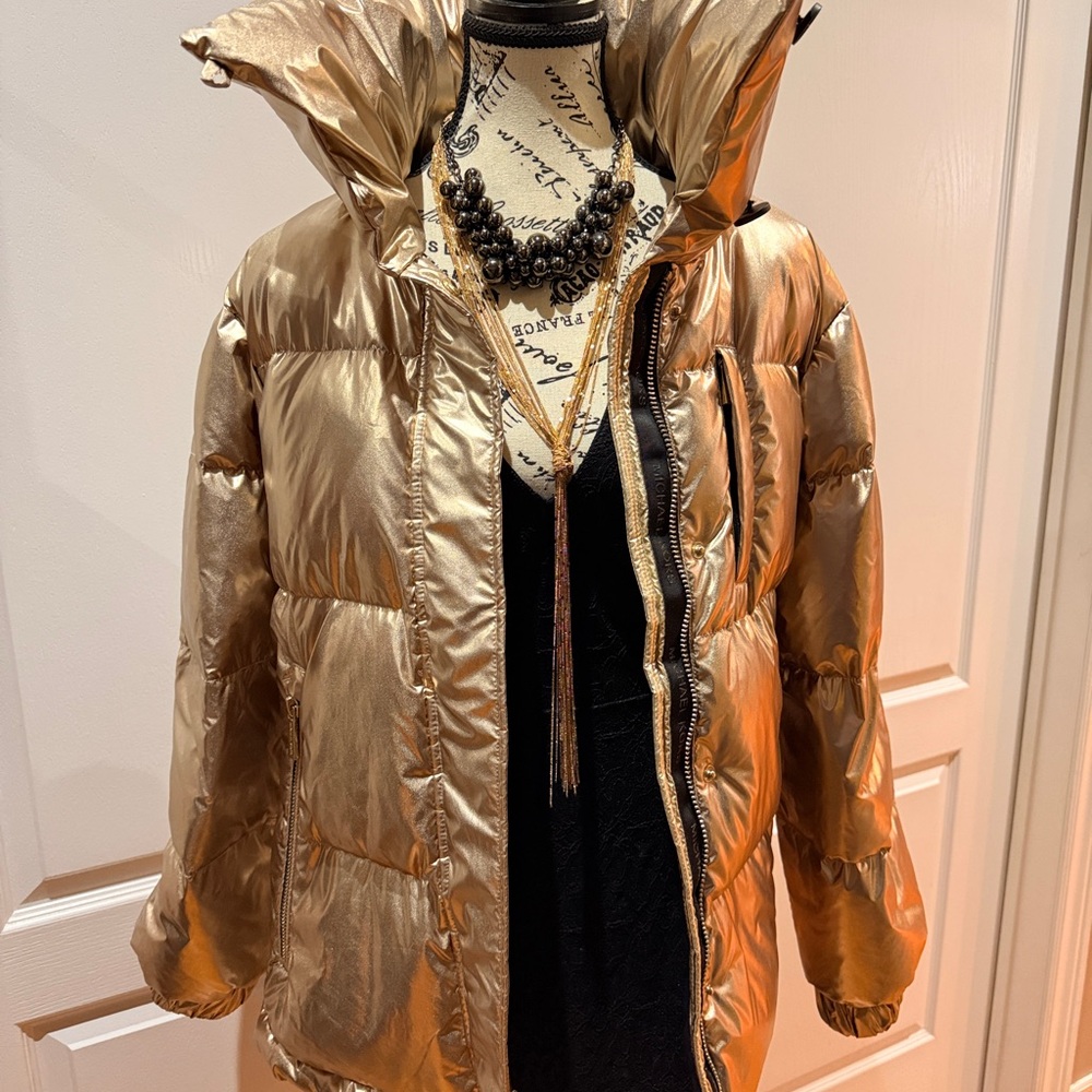 Michael Kors Metallic Gold Puffer Jacket